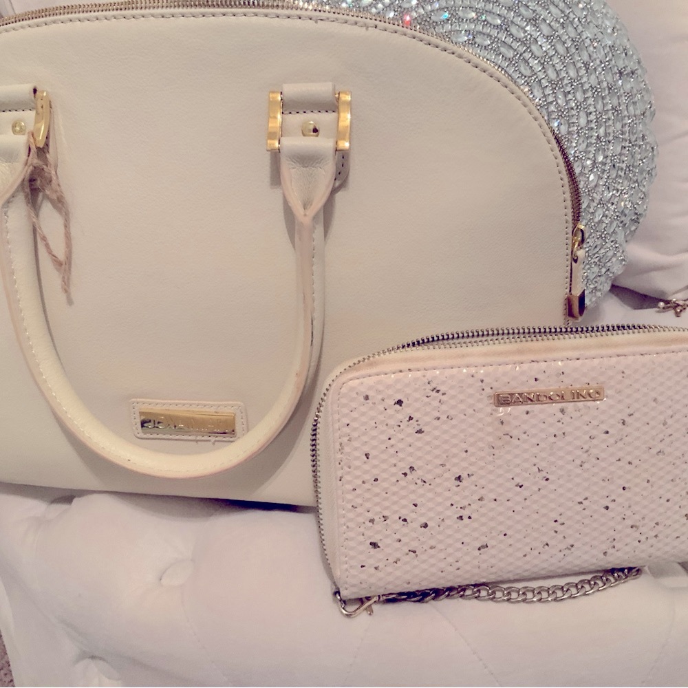 JOY&IMAN  Cream and Silver Women's Bag Set